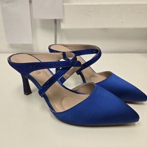 Kelly & Katie Cobalt Blue Rhinestone Heels | Size 6.5 M | Dressy Glam